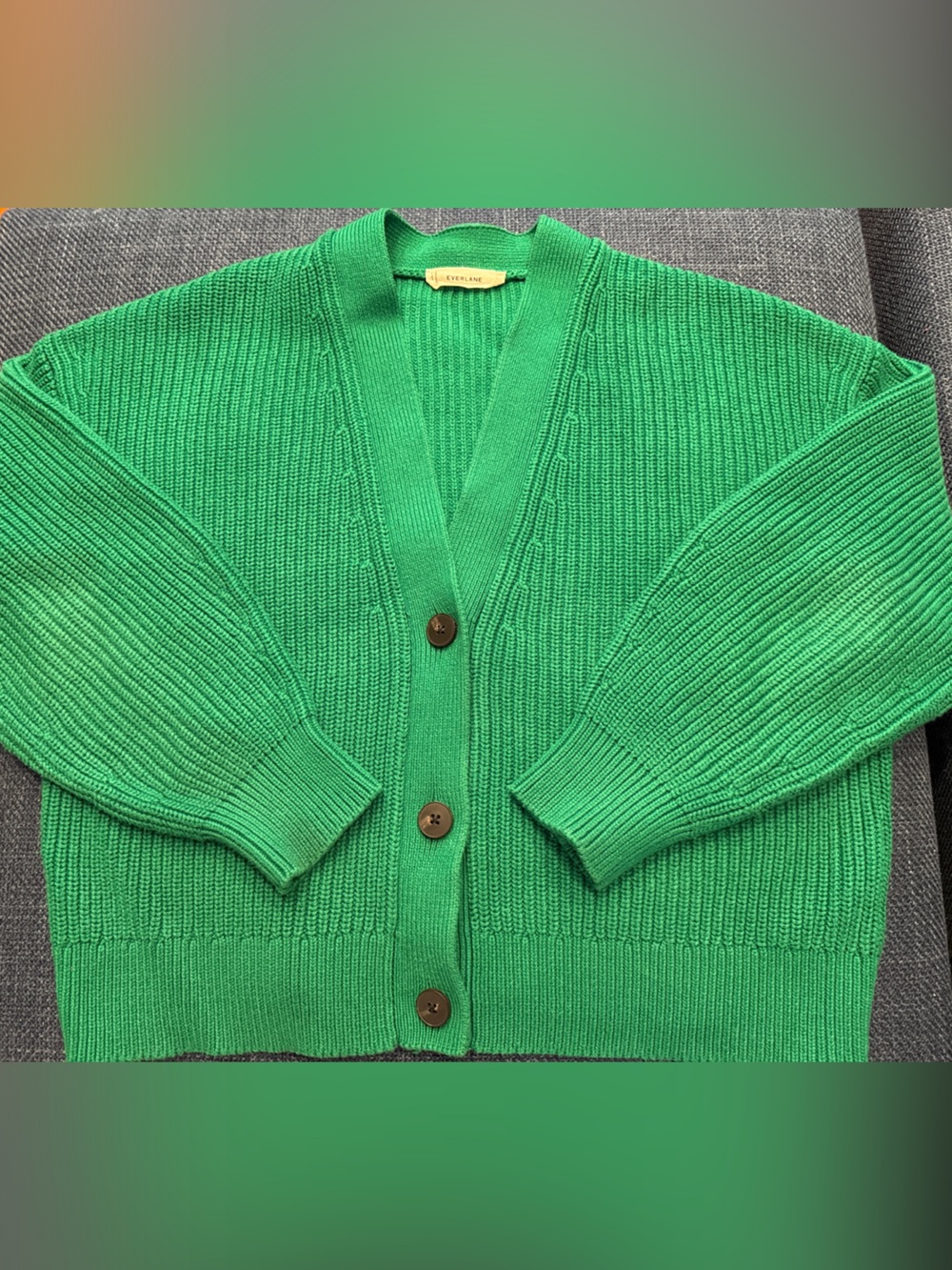NWOT Everlane Green V-Neck Button Front Women's Sweater - large